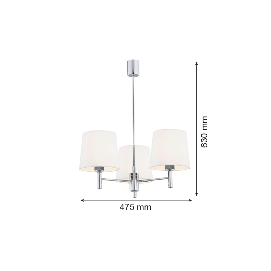 Brilagi - Suspension sur tige MONTE 3xE27/15W/230V crème/chrome brillant