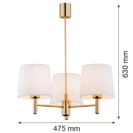 Brilagi - Suspension sur tige MONTE 3xE27/15W/230V crème/doré
