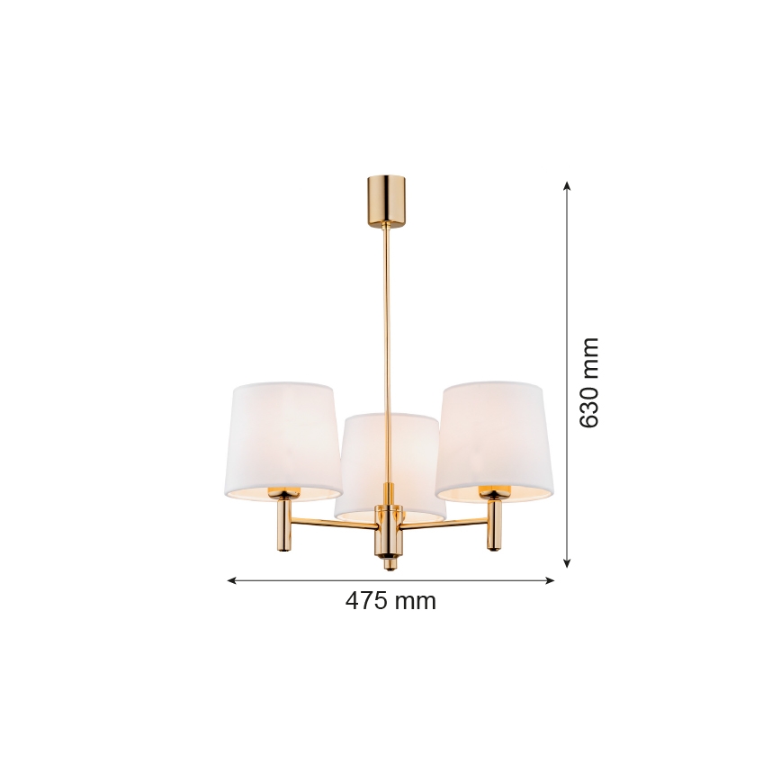 Brilagi - Suspension sur tige MONTE 3xE27/15W/230V crème/doré