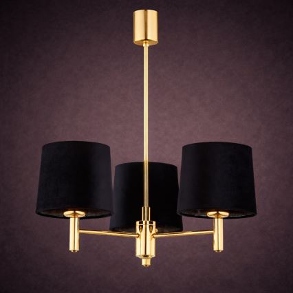 Brilagi - Suspension sur tige MONTE 3xE27/15W/230V noir/doré