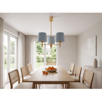 Brilagi - Suspension sur tige MONTE 3xE27/60W/230V bleu/doré