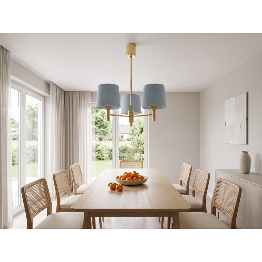 Brilagi - Suspension sur tige MONTE 3xE27/60W/230V bleu/doré