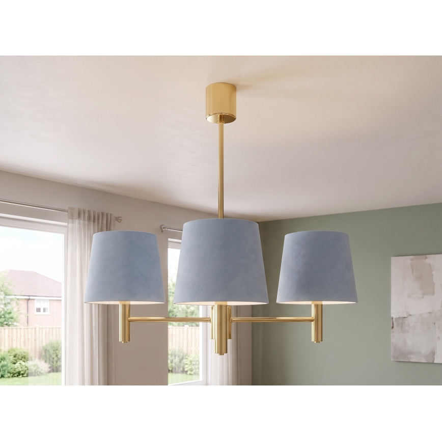 Brilagi - Suspension sur tige MONTE 3xE27/60W/230V bleu/doré