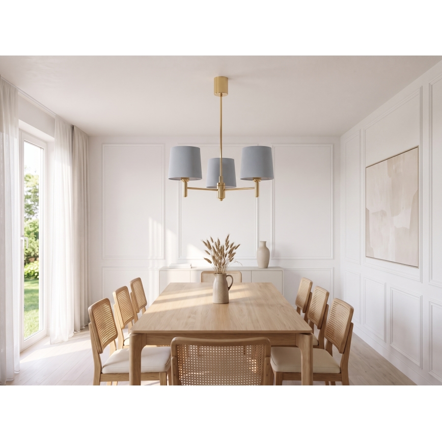 Brilagi - Suspension sur tige MONTE 3xE27/60W/230V bleu/doré
