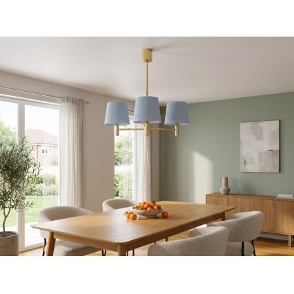 Brilagi - Suspension sur tige MONTE 3xE27/60W/230V bleu/doré