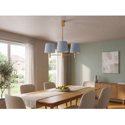 Brilagi - Suspension sur tige MONTE 3xE27/60W/230V bleu/doré