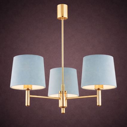 Brilagi - Suspension sur tige MONTE 3xE27/60W/230V bleu/doré