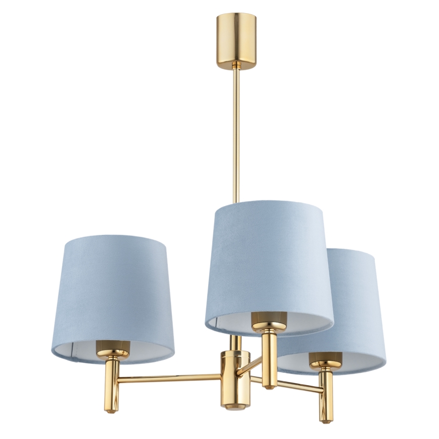 Brilagi - Suspension sur tige MONTE 3xE27/60W/230V bleu/doré