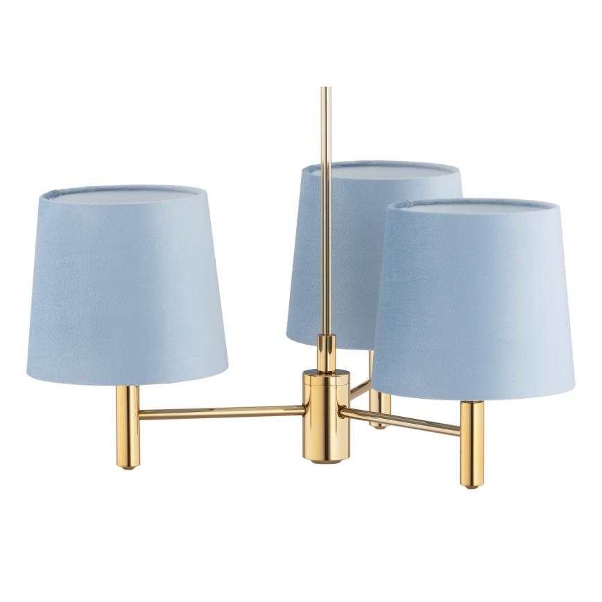 Brilagi - Suspension sur tige MONTE 3xE27/60W/230V bleu/doré