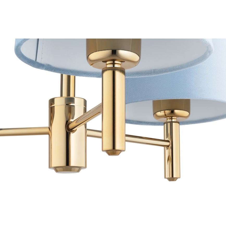 Brilagi - Suspension sur tige MONTE 3xE27/60W/230V bleu/doré