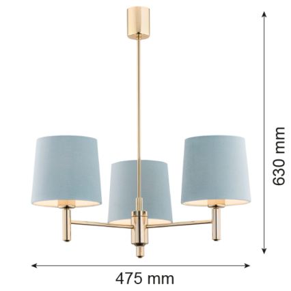 Brilagi - Suspension sur tige MONTE 3xE27/60W/230V bleu/doré
