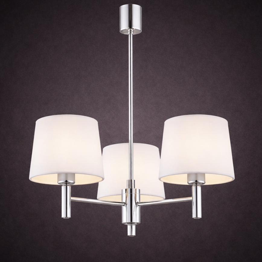 Brilagi - Suspension sur tige MONTE 3xE27/60W/230V crème/chrome brillant