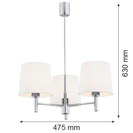 Brilagi - Suspension sur tige MONTE 3xE27/60W/230V crème/chrome brillant