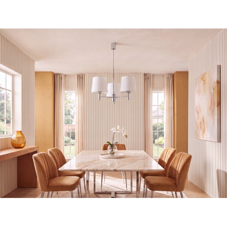 BRILAGI - Suspension sur tige MONTE 3xE27/60W/230V crème/chrome brillant