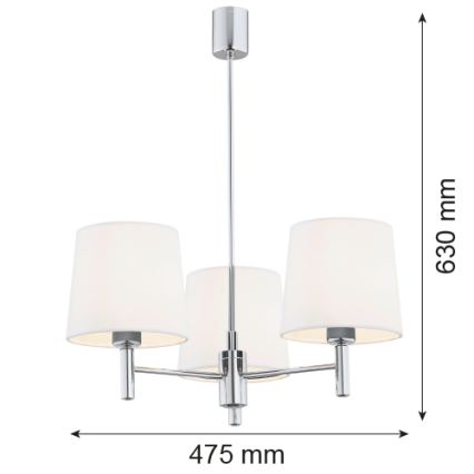 BRILAGI - Suspension sur tige MONTE 3xE27/60W/230V crème/chrome brillant