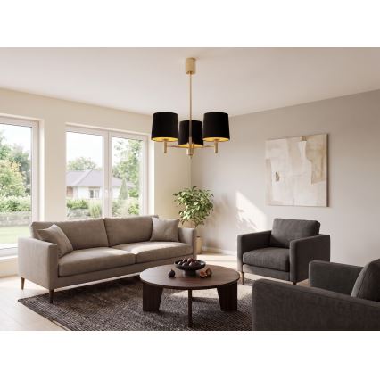 Brilagi - Suspension sur tige MONTE 3xE27/60W/230V noir/doré