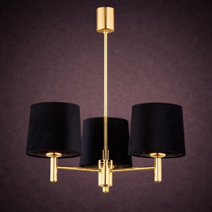 Brilagi - Suspension sur tige MONTE 3xE27/60W/230V noir/doré