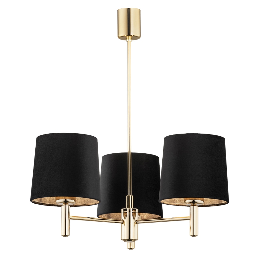 Brilagi - Suspension sur tige MONTE 3xE27/60W/230V noir/doré
