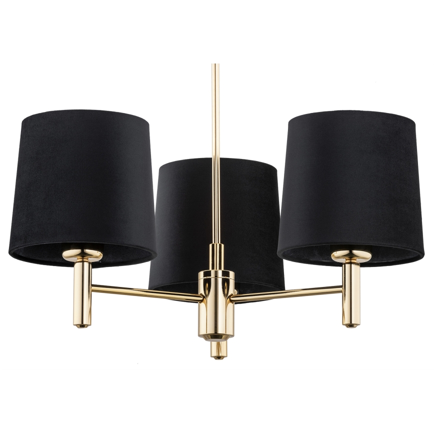Brilagi - Suspension sur tige MONTE 3xE27/60W/230V noir/doré
