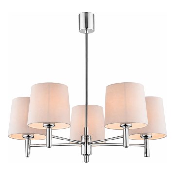 Brilagi - Suspension sur tige MONTE 5xE27/15W/230V beige/chrome brillant