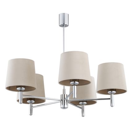 BRILAGI - Suspension sur tige MONTE 5xE27/60W/230V beige/chrome brillant