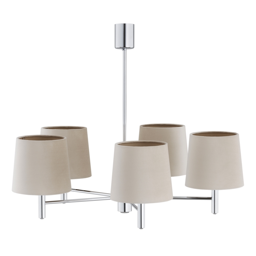 BRILAGI - Suspension sur tige MONTE 5xE27/60W/230V beige/chrome brillant