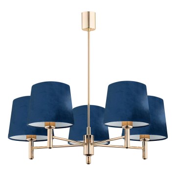 Brilagi - Suspension sur tige MONTE 5xE27/60W/230V bleu/doré