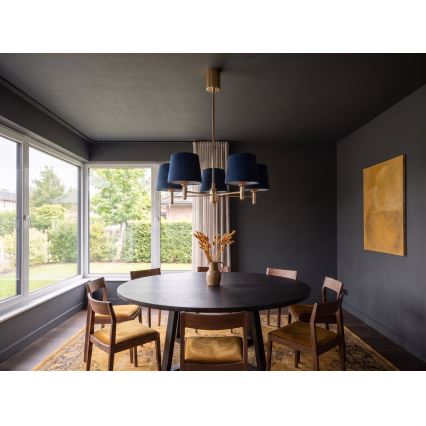 Brilagi - Suspension sur tige MONTE 5xE27/60W/230V bleu/doré