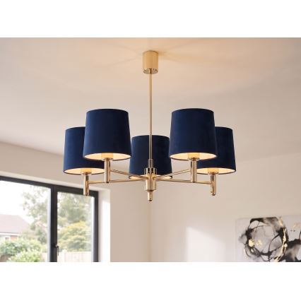 Brilagi - Suspension sur tige MONTE 5xE27/60W/230V bleu/doré