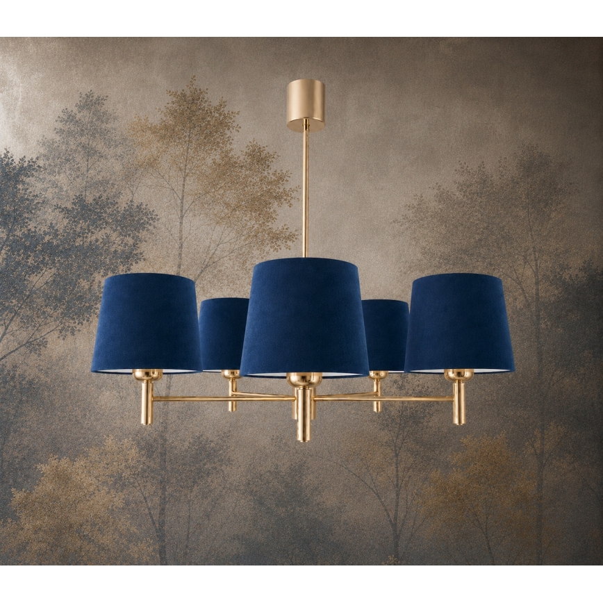 Brilagi - Suspension sur tige MONTE 5xE27/60W/230V bleu/doré