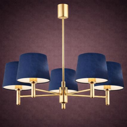 Brilagi - Suspension sur tige MONTE 5xE27/60W/230V bleu/doré