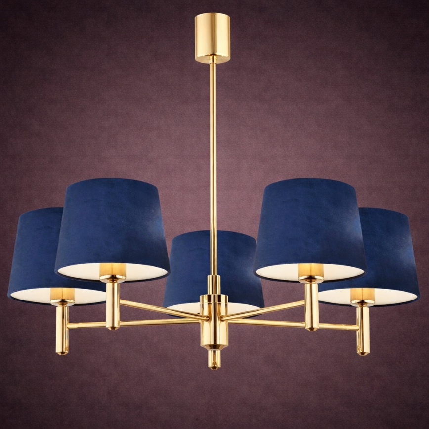 Brilagi - Suspension sur tige MONTE 5xE27/60W/230V bleu/doré