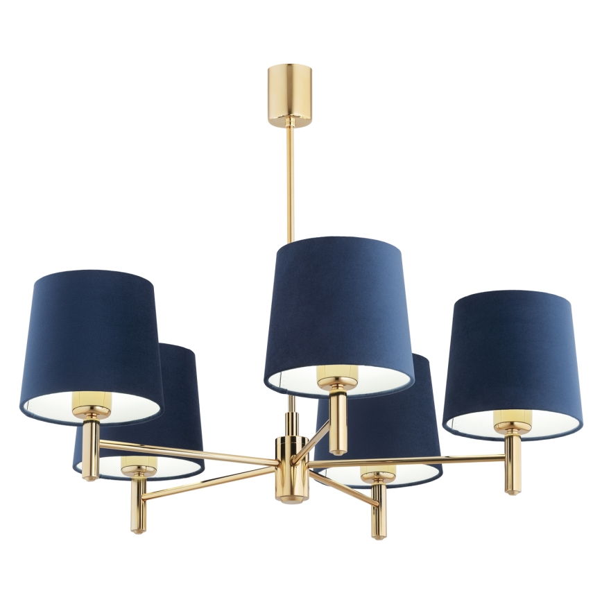 Brilagi - Suspension sur tige MONTE 5xE27/60W/230V bleu/doré