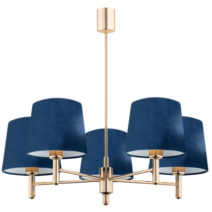 Brilagi - Suspension sur tige MONTE 5xE27/60W/230V bleu/doré