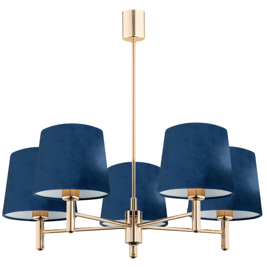 Brilagi - Suspension sur tige MONTE 5xE27/60W/230V bleu/doré