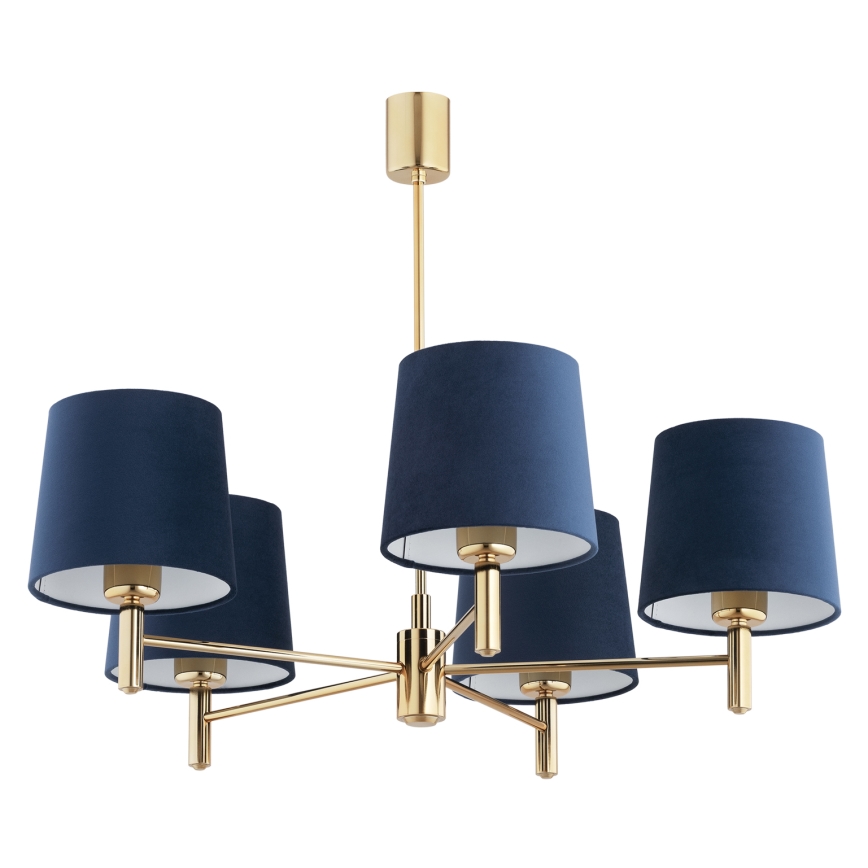 Brilagi - Suspension sur tige MONTE 5xE27/60W/230V bleu/doré