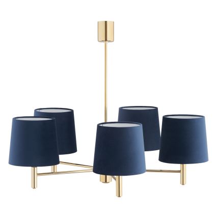 Brilagi - Suspension sur tige MONTE 5xE27/60W/230V bleu/doré