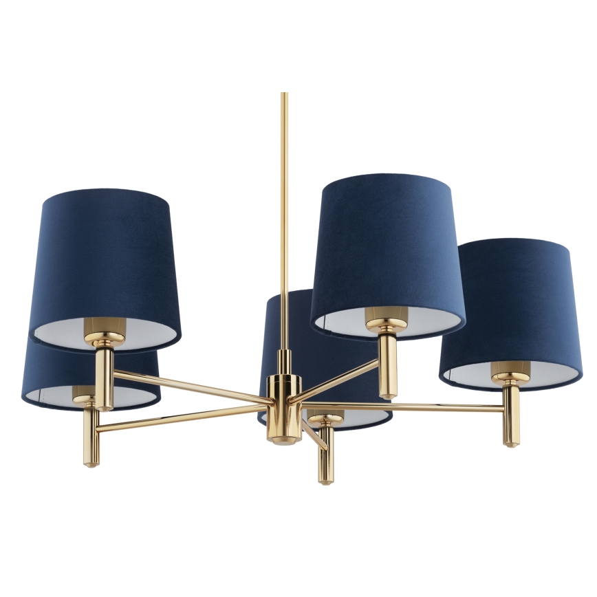 Brilagi - Suspension sur tige MONTE 5xE27/60W/230V bleu/doré