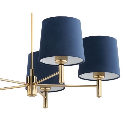 Brilagi - Suspension sur tige MONTE 5xE27/60W/230V bleu/doré