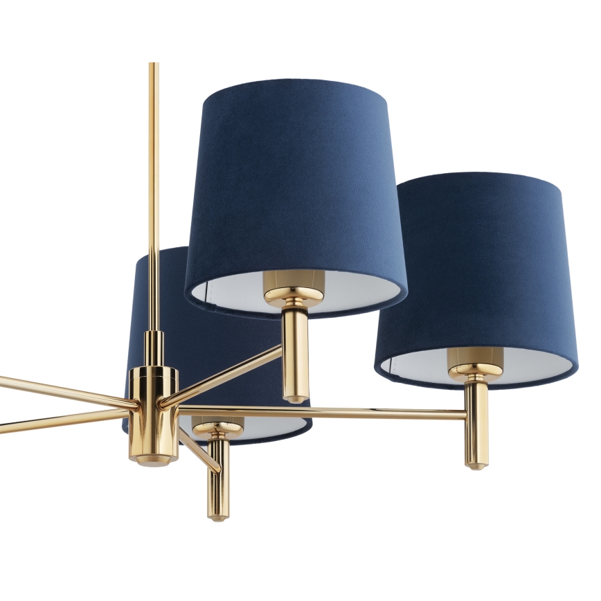Brilagi - Suspension sur tige MONTE 5xE27/60W/230V bleu/doré