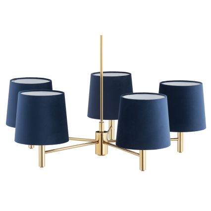 Brilagi - Suspension sur tige MONTE 5xE27/60W/230V bleu/doré