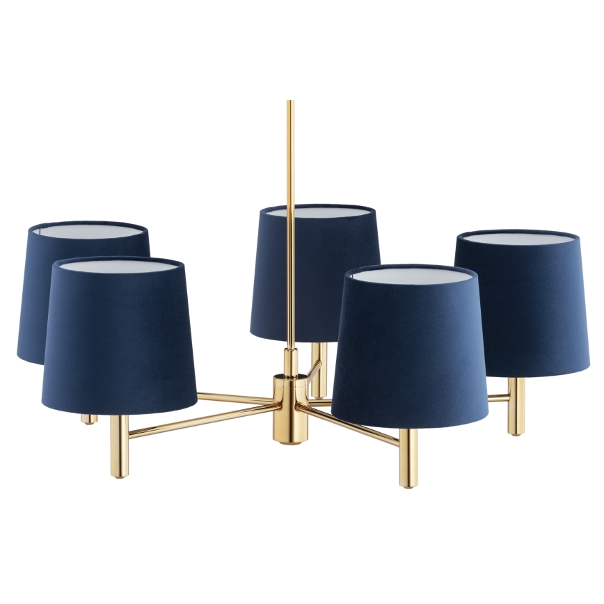 Brilagi - Suspension sur tige MONTE 5xE27/60W/230V bleu/doré