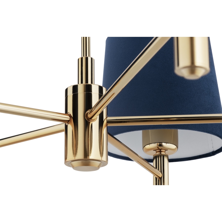 Brilagi - Suspension sur tige MONTE 5xE27/60W/230V bleu/doré