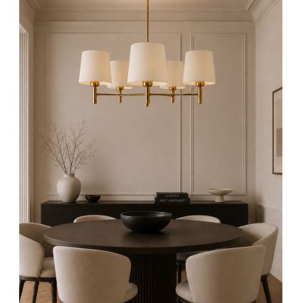 Brilagi - Suspension sur tige MONTE 5xE27/60W/230V crème/doré