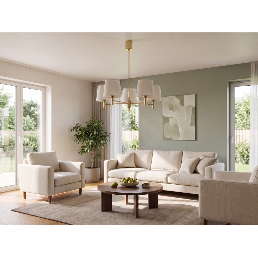 Brilagi - Suspension sur tige MONTE 5xE27/60W/230V crème/doré