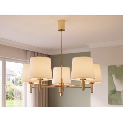 Brilagi - Suspension sur tige MONTE 5xE27/60W/230V crème/doré