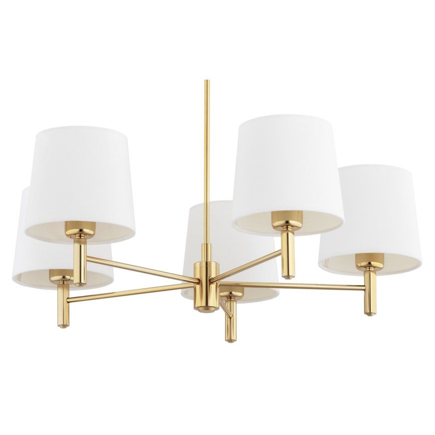 Brilagi - Suspension sur tige MONTE 5xE27/60W/230V crème/doré