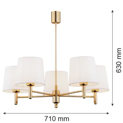 Brilagi - Suspension sur tige MONTE 5xE27/60W/230V crème/doré