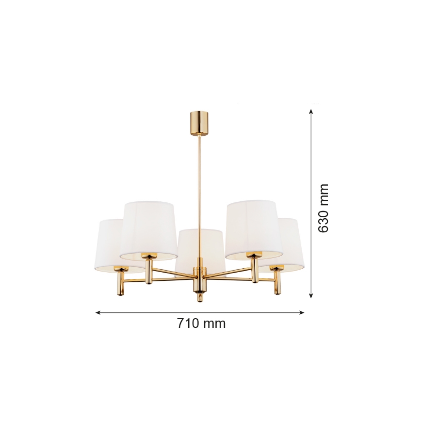 Brilagi - Suspension sur tige MONTE 5xE27/60W/230V crème/doré