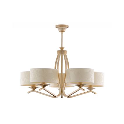 Brilagi - Suspension sur tige SAPHIRE 5xE27/15W/230V Ø 66 cm crème/doré/patine